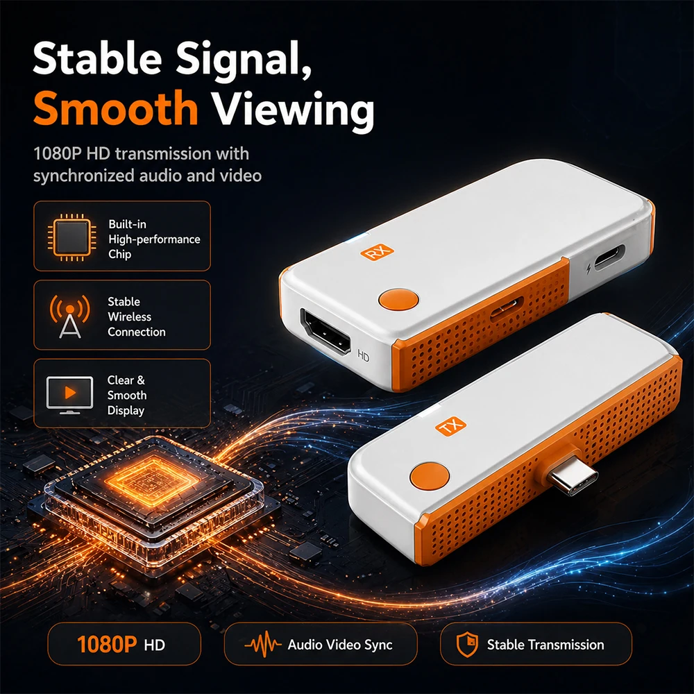 

SIHAO Type C HDMI-Compatible Wireless 50m Video Transmitter Receiver Extender Adapter TV Stick Dongle for PC Phone TV Laptop