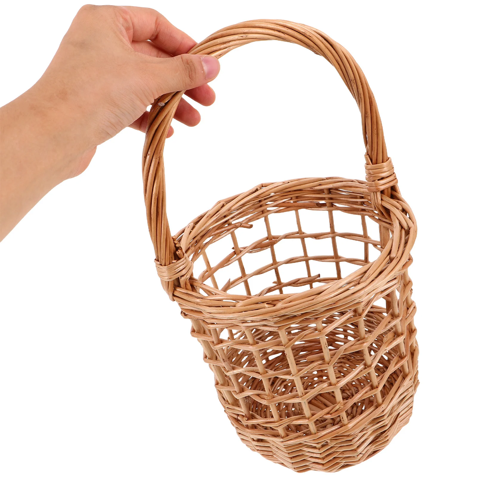 

Handmade Wicker Hanging Basket Kitchen Storage Organizer Breathable Wall Hanging Vegetable Garlic Ginger Holder Rustic Woven