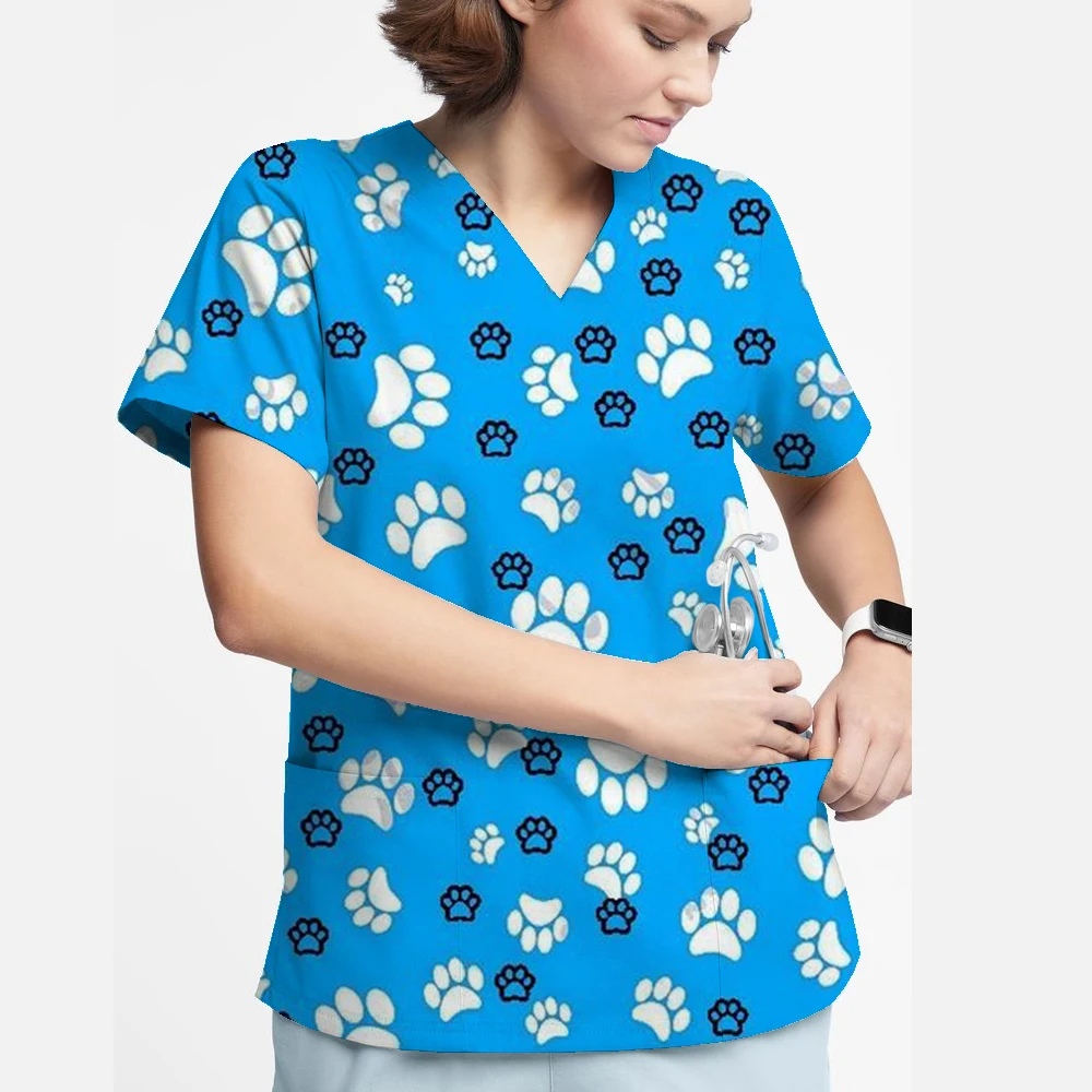 ผู้หญิงขัดเสื้อฟันพิมพ์พยาบาลพยาบาลชุดพยาบาลทันตแพทย์ Vet Clinic ผ่าตัดเสื้อทางการแพทย์เสื้อยืดผู้หญิง ﻿