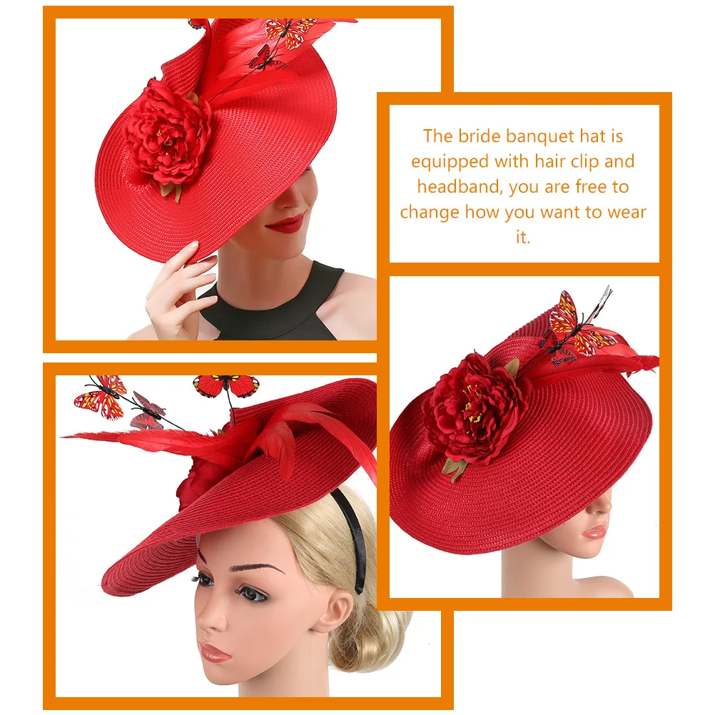 

Women Wedding Fascinator Hat Elegant Bride Headpiece Lightweight Comfortable for Banquet Tea Party Bridal Headdress