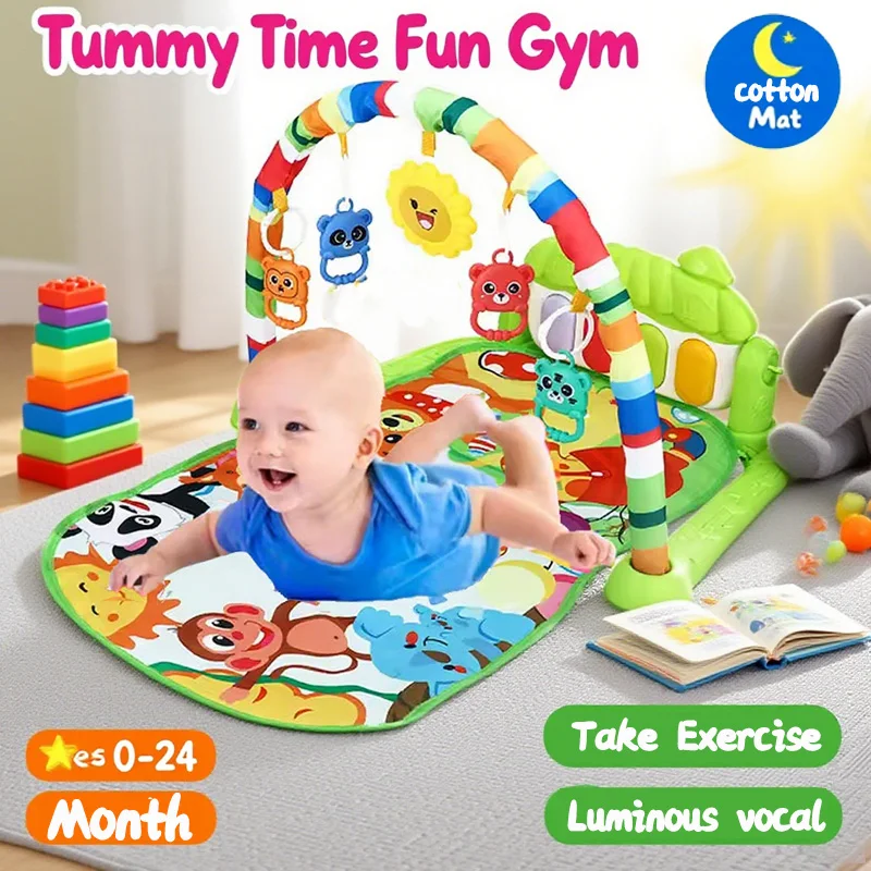 Mainan Aktivitas Gym Musik Baby Fitness Stand, Piano Bayi, Selimut Merangkak, Pedal Game Pad, Edukasi Dini 0-36 Bulan, Hadiah