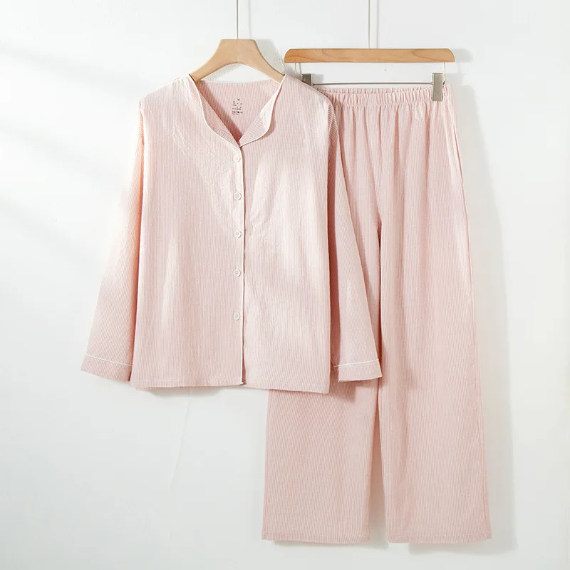 

Autumn Sleepwear Women's Cotton Home Wear 2 Piece Set Pajamas Ladies Clothing Long Sleeve Top Pyjama Night Wear Female