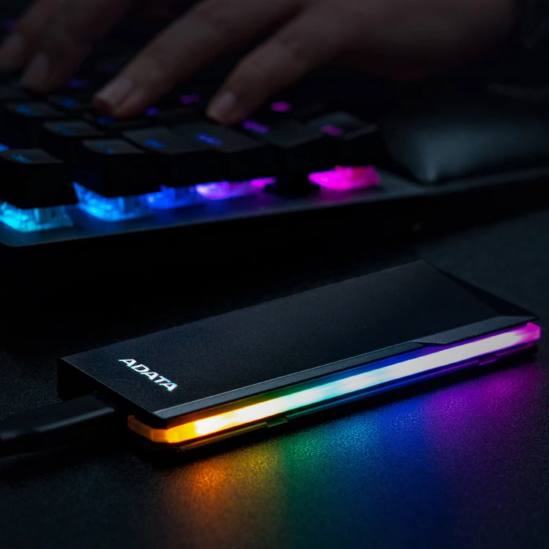 ADATA EC700G M.2 PCIe/SATA SSD Enclosure USB 3.2 Gen2 Type-C (USB 10Gbps) RGB Lighting Solid State Drive Case NVMe HD Box