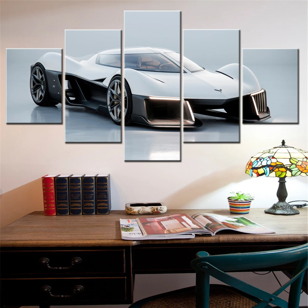 5 Pieces Canvas Wall Arts Poster Painting Racing Cars Corvette Concept Wallpaper Interior Home Decor Picture Printing Artwork