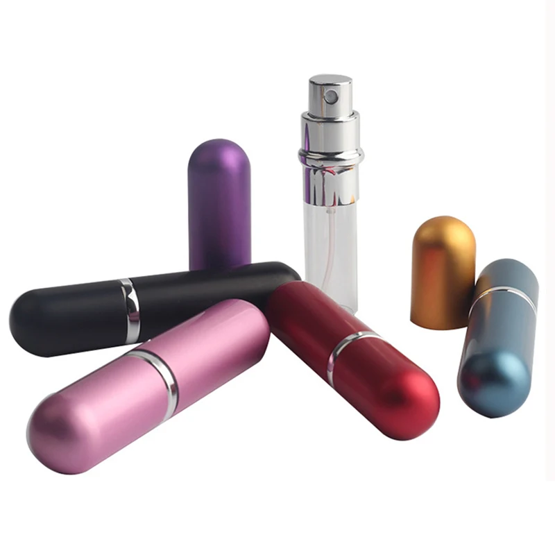 1PCS Fashion 5ml Portable Perfume Bottle Mini Aluminum Perfume Spray Bottle Travel Container Empty Atomizer Refillable Bottles