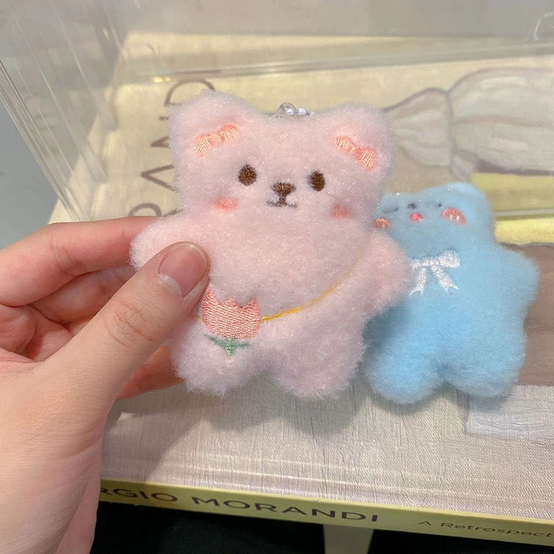 Porte-clés ours en peluche pour femme, porte-clés de voiture mignon, ornement de confrontation, pendentif à breloques de sac, cadeaux pour filles, beurre de dessin animé