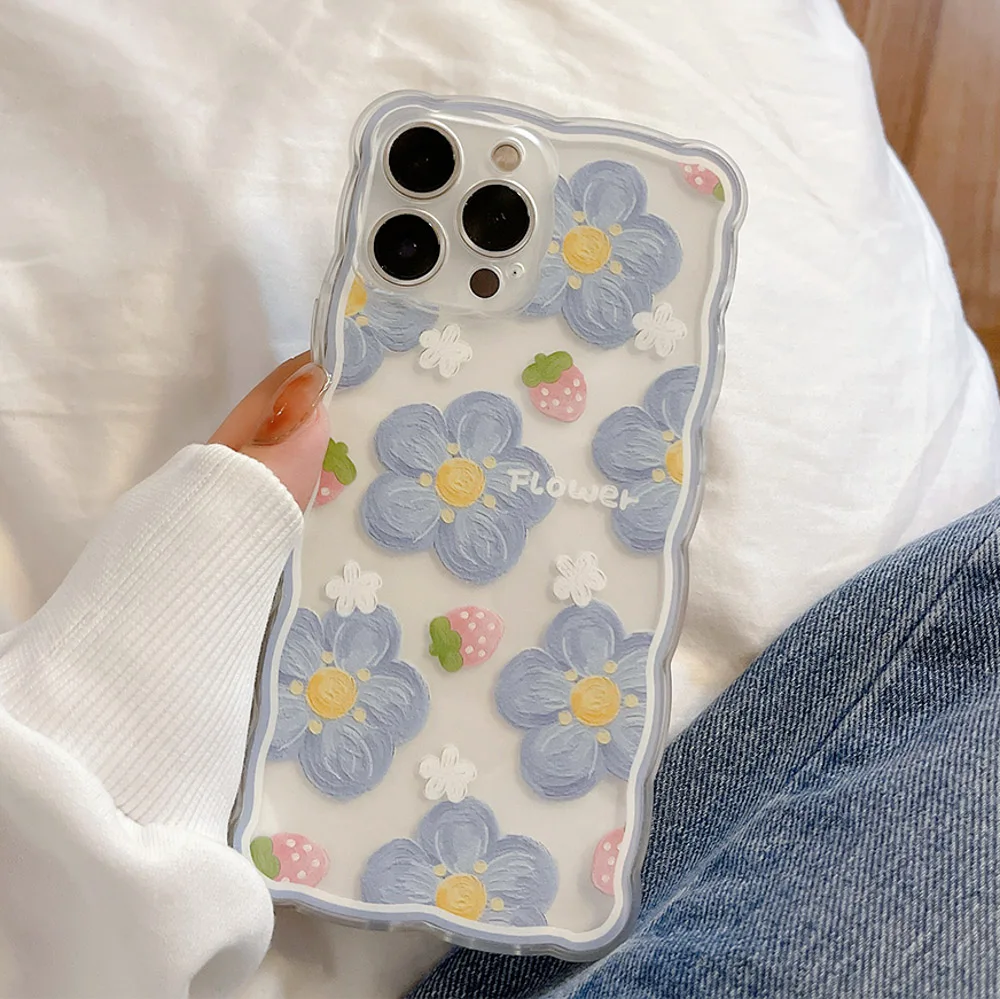 Cute Rabbit Soft Wavy Phone Case For iPhone 11 Case iPhone 14 Pro Max 15 Pro 13 Mini 12 Xsmax X Xr 7 8 14 15 Plus SE 2020 Funda