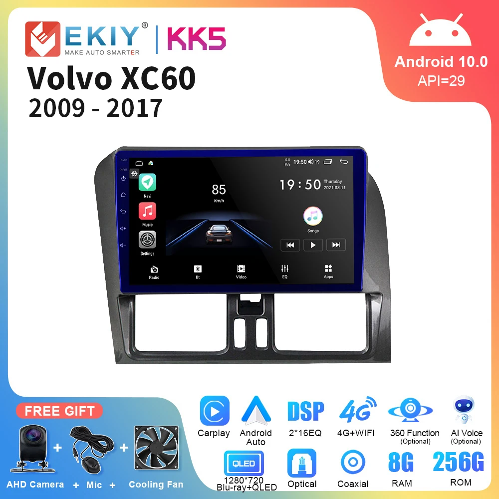 

EKIY KK5 Android 10 Car Radio For Volvo XC60 2009-2017 Stereo Multimedia GPS Navigation DSP Carplay Autoradio Head Unit 2Din DVD