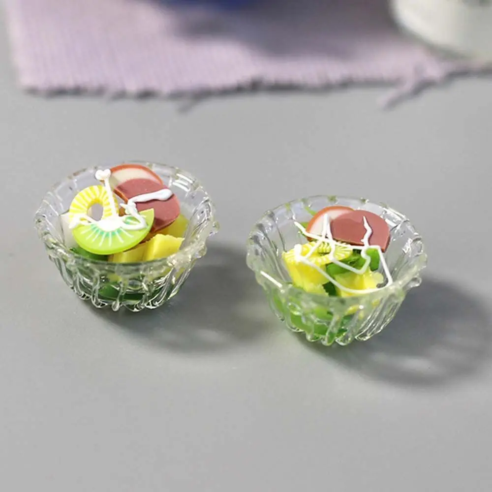 1:12 Scale Dollhouse Miniature Vegetable Salad Bowl Mini DIY Food Simulation Kitchen Utensils Model Toys Doll House Decoration