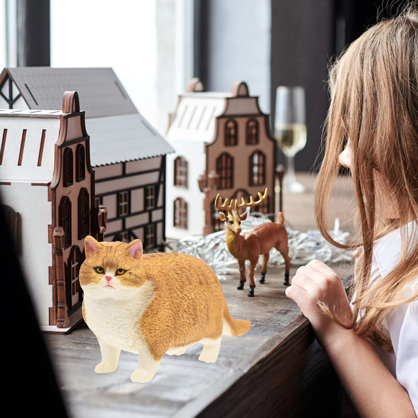 

Realistic Short Hair Cat Simulation Decoration for Kids Bedroom Nursery Educational Animal Figure Plastic Safe Smooth Surface