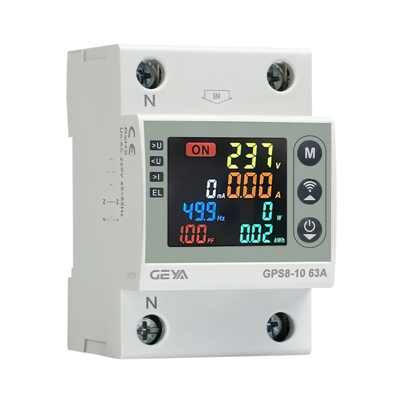 GEYA 63A 220V WLAN Smart Tuya Schalter mit kWh-Zähler, Timer und Leistungsschutzschalter mit Spannungs-, Strom- und Leckageschutz