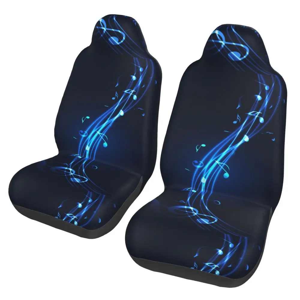 Blue Music Notes Car Seat Cover, Seat Cover Anti Fouling and Convenient Protective Cover Unique Style 2PCS Universal Type