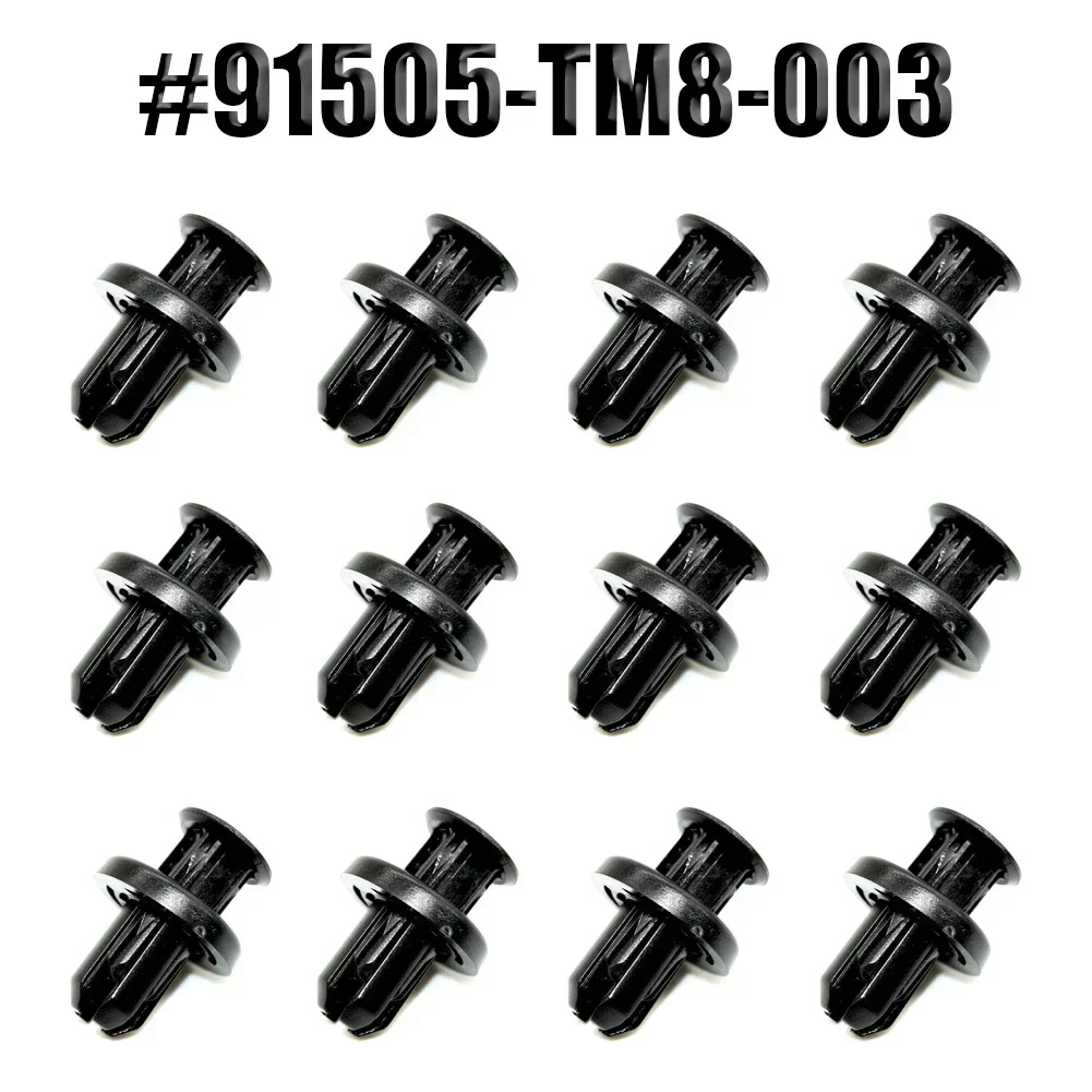 12pcs Car Under Cover Retainer Clips Nylon 91505TM8003 For Honda Bumper Wheel Well Liner Push-Type Retainer Clips