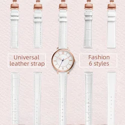 Ladies Watch Band white watch belt Bracelet 12mm 14 15 16mm 17mm 18mm 20mm for most watches strap Rose Glod Pin/butterfly buckle