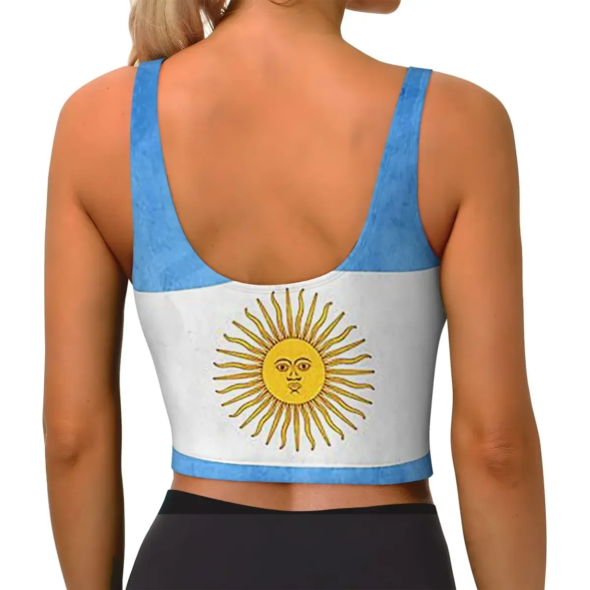 Custom Argentina Argentinian Flag National Flag Of Argentina Women Sports Bras High Impact Vest Gym Workout Yoga Crop Tank Tops