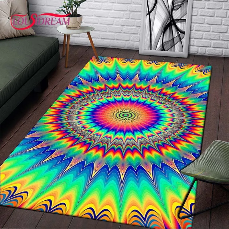 3D Vortex Illusion Washroom Floor mat Abstract Geometric Optical Doormat Floor Mat Living Room Decor Large Area Rug Playroom Rug