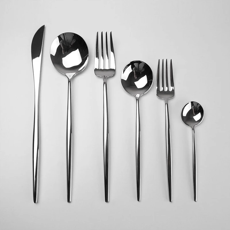 Mirror-polished Stainless Steel Western Tableware Set Four-piece Steak Knife Fork and Spoon Set for Home Use view 2
