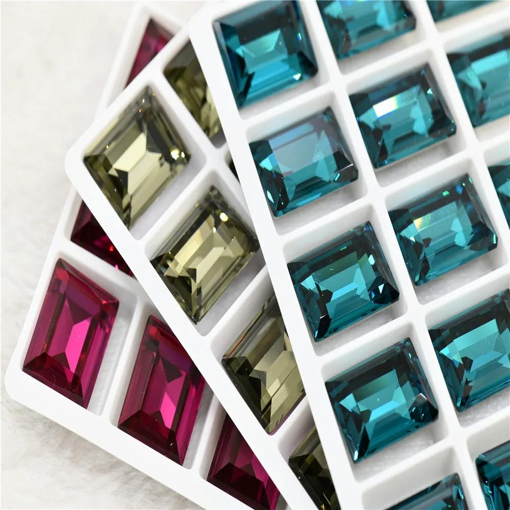 k9 Rectangle Rhinestones Glass Strass crafts super Glitter For Clothes DIY Sewing Beads For Jewelry 13X18MM 10X14MM