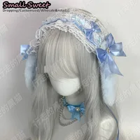 Goth Bunny Ear Bow Hair bands Harajuku Gothic Lolita Y2K girl Rabbit ears hair band Punk Lace Ruffled Headband Hair Hoop - Image 3