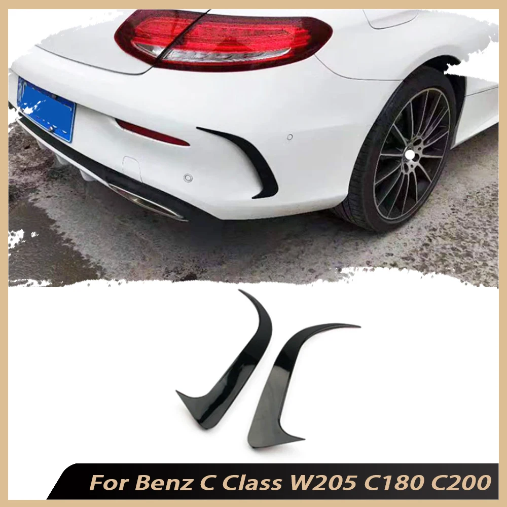 

Rear Bumper Fins Canards Splitters for Mercedes Benz C Class W205 C180 C200 C300 C63 AMG Coupe 2015-2021 ABS Gloss Black