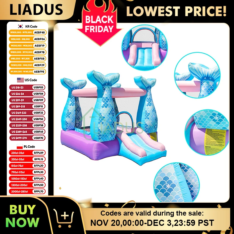 

Inflatable Jumping House Trampoline Bouncy Castle with Blower for Kids Outdoor Courtyard Play Bouncer Castle Game