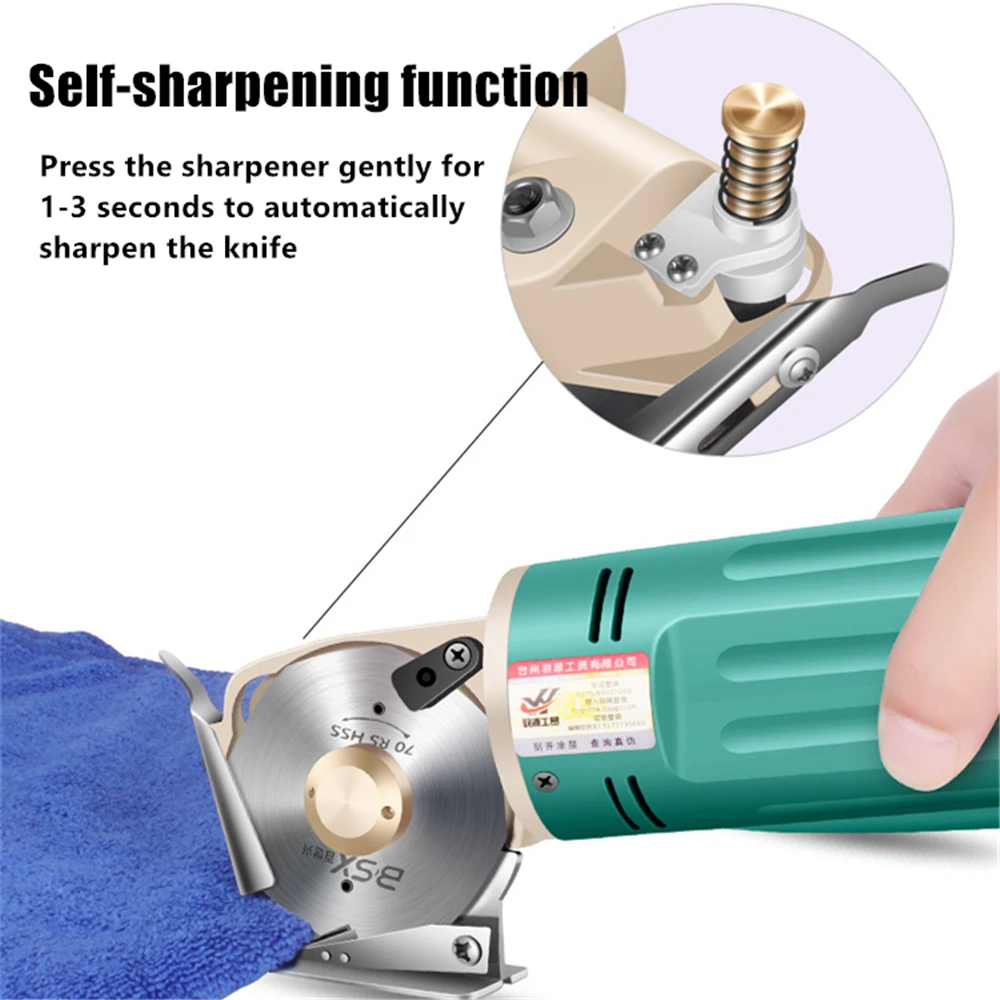 Electric Fabric Scissors 110V/220V Rotary Blade Fabric Tool Leather Fabric Electric Cutter Kit Cutting Saw Tool