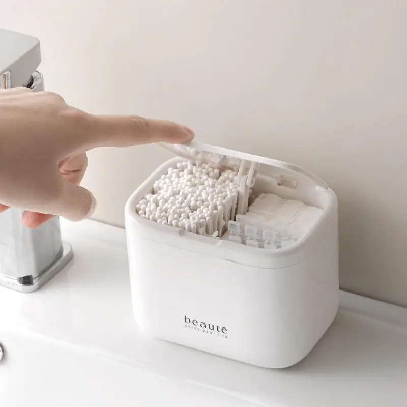Automatic Pops Up Lift No-drill Cotton Swab And Makeup Cotton Dispenser Hair Accessories And Hair Tie Desktop Storage Box