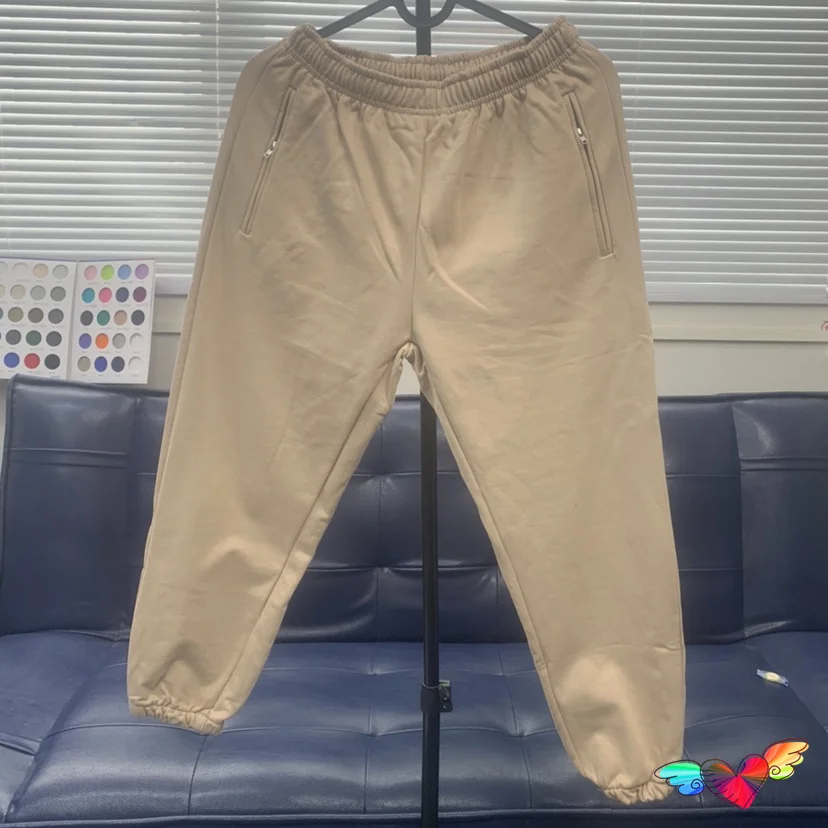 2023fw khaki Season 6 Terry Sweatpants Men Women 1:1 Zip Pocket Kanye West Pants Loose Fit Hip Hop Ye Solid Trousers