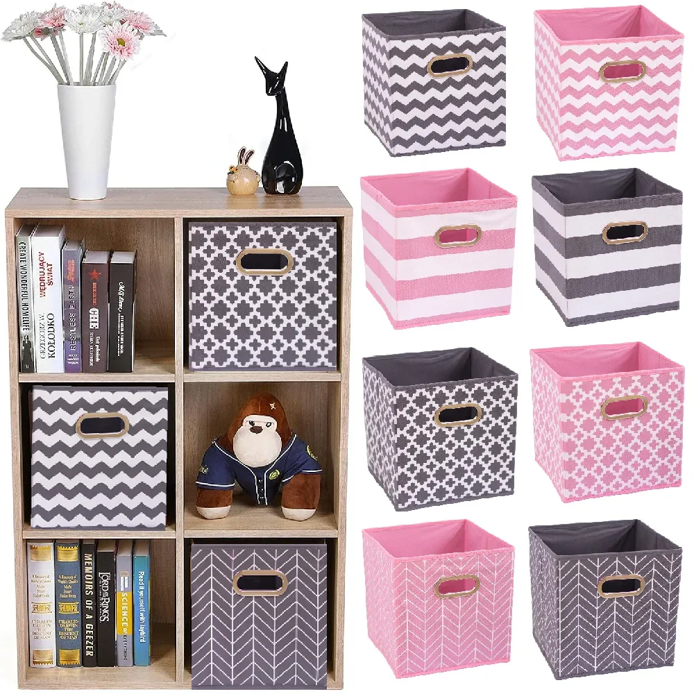 Collapsible Cube Storage Box Foldable Fabric Organizer Basket for Closet Wardrobe Clothes Toys Books Home Dorm Room Storage
