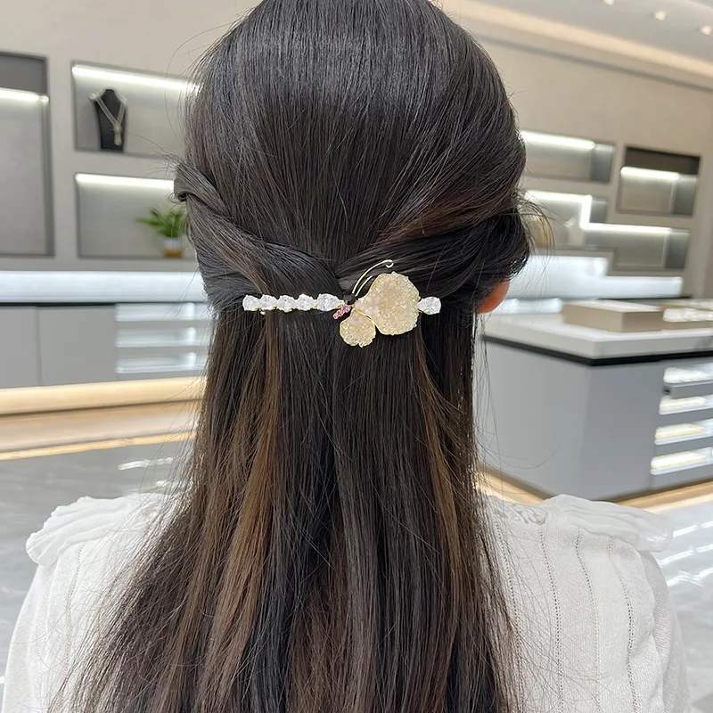 

Korean Fashion Girls Hairpin Edge Clip Imitation Crystal Hair Accessories Flow Along Pearl Broken Hairpin Bb Clip