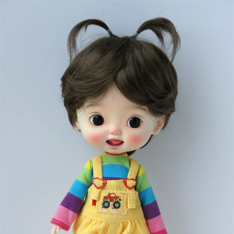 JD807 Short Enfant Baby Cut With Updo Twins pony Synthetic Mohair BJD Doll Wigs OB11 YOSD MSD SD Qbaby Pullip Blythes Hair