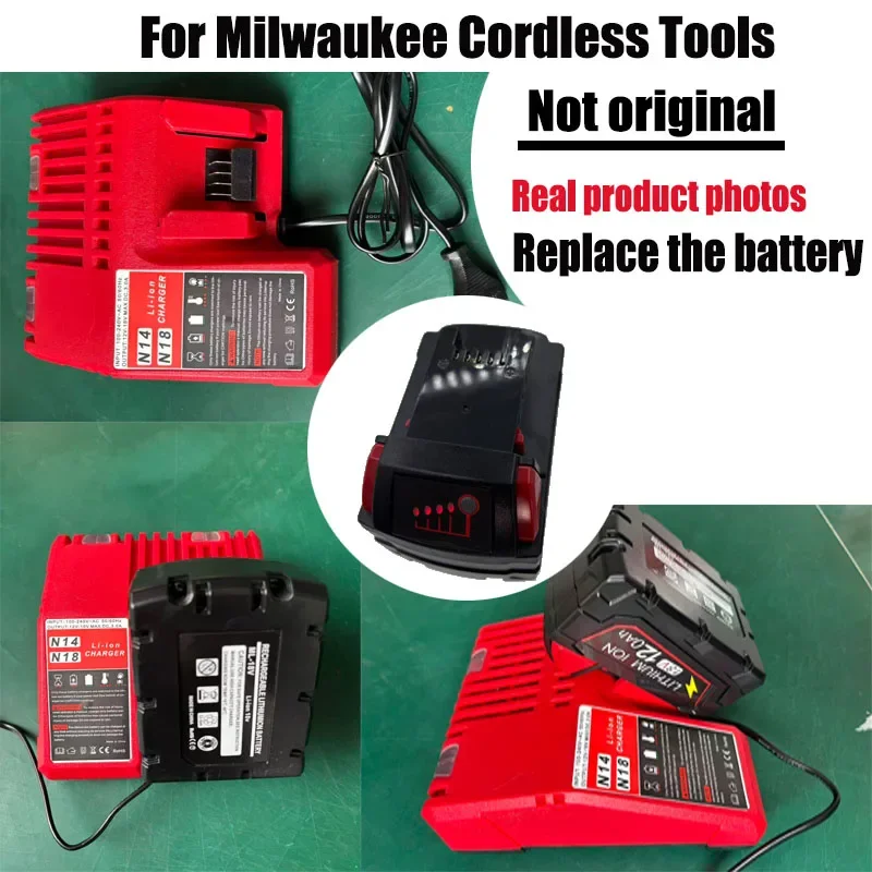 2026 New Style For Milwaukee M18 Power Tool Battery, Charger, BR, XC, 18V, 6.0Ah M18B5, 48-11-1860, Built-in 18650 Battery 12.0A