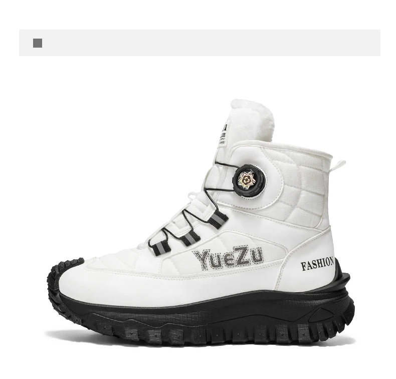 Ein Paar Herren-Wanderstiefel für Herbst und Winter, mit Fleece gefüttert, warm, stilvoll und vielseitig, hohe Schuhe in großen Größen, geeignet für Herbst- und Winteraktivitäten im Freien, Freizeit-Sportbekleidung. – Detail 25