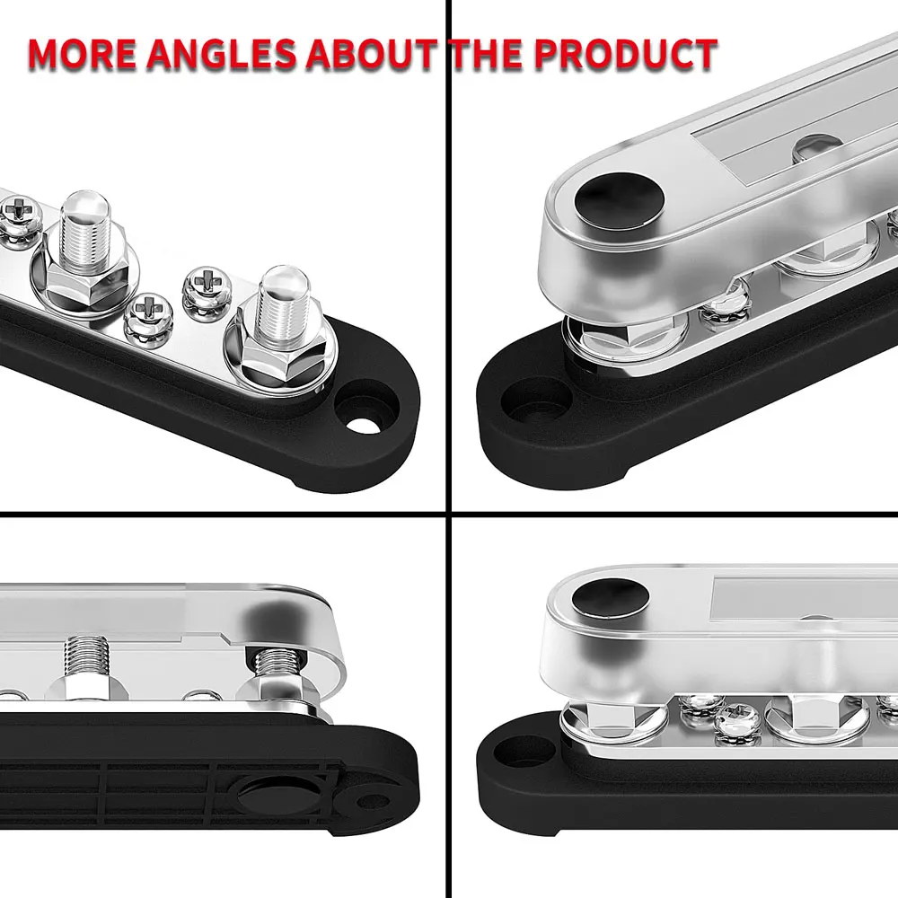 Car Terminal Block Negative Bus Bar 12V 150A Terminal Block 12V Power Distribution Block M8 Termianl Bus for Automotive Boat