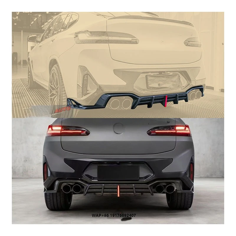 

New for X4 G02 2021 Carbon Fiber Lighted Rear Lip Bumper with Exhaust Cutouts-Bolt-On Retrofit Upgrade