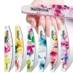 5Pcs Flower Printing Sandpaper Nail File 80 100 150 180 240 Pro Manicure Files Double-sided Nail Polishing Product Washable
