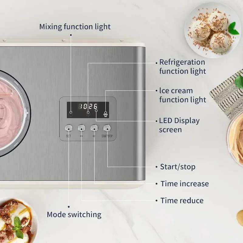 

factory price Stainless Steel Ice Cream Maker Machine for Home, 1.5L Electric Frozen Yogurt & Gelato Maker, Easy Clean