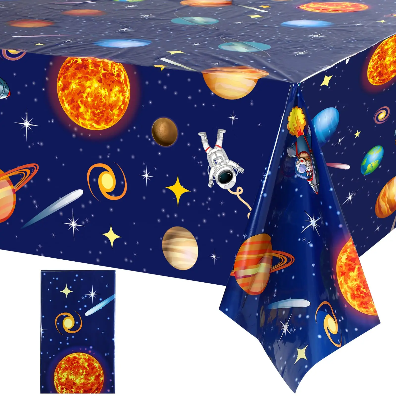 Space Tablecloth 54 X 108 Inch Planet Solar System Table Cover For Kids Boy Birthday Party Supplies Outer Space Party Decoration