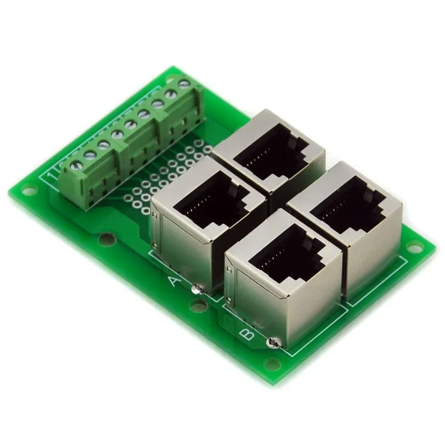 

ELECTRONICS-SALON RJ45 8P8C Jack 4-Way Buss Breakout Board, Terminal Block, Connector.