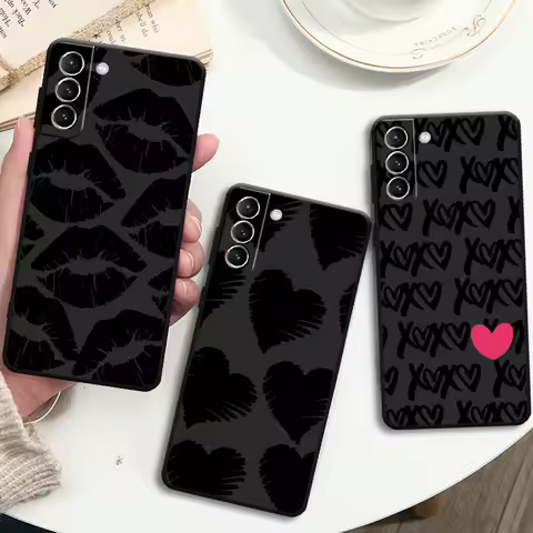 Gothic Style Black Lip Case For Samsung Galaxy S23 S22 Ultra S20 FE S21 S10 S24 Note 20 10 Plus Phone Cover