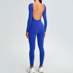 Fitness Rompers Women Gym Set Training Yoga Suit Sportswear Women Sports Jumpsuit Long Sleeved Stretch Push Up Workout Bodysuits
