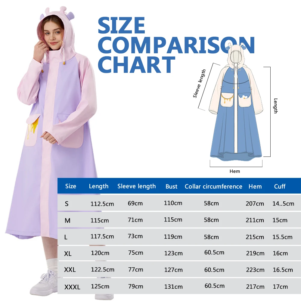 Waterproof Long Raincoat for Women Fashion E Bike Rain Poncho Hiking Travel Full Length PU High Frequency Windbreaker