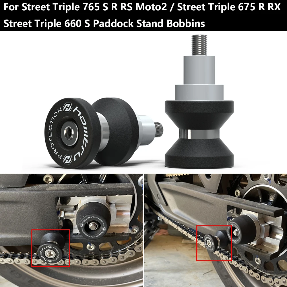 For Triumph Street Triple 765 S R RS Moto2  Street Triple 675 R RX 2013-2023  Street Triple 660 S Motorcy Paddock Stand Bobbins