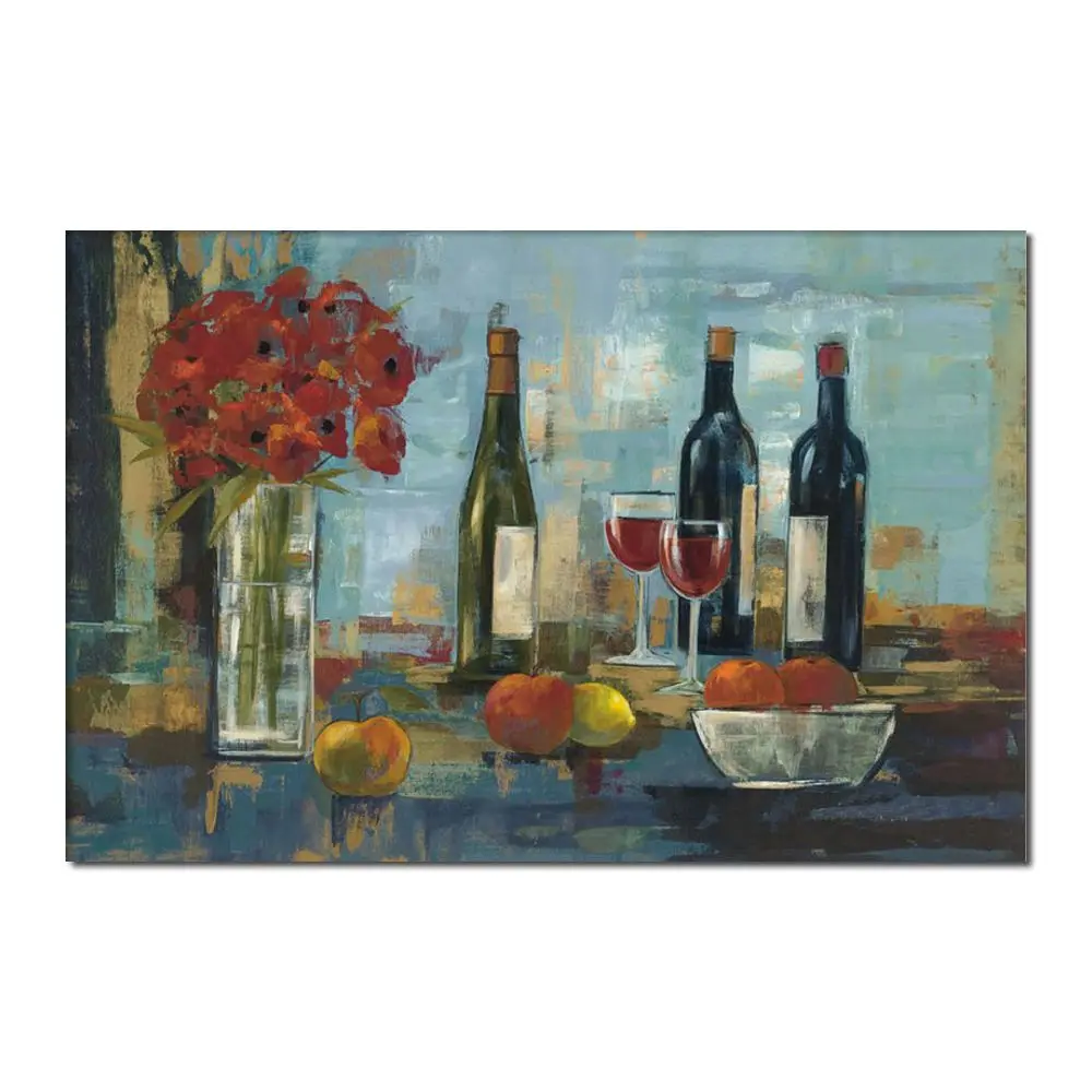 

High Quality Still Life Canvas Art Tuscan Fruit and Wine Hand Painted Modern Abstract Artwork Dining Room Restaurant Wall Decor