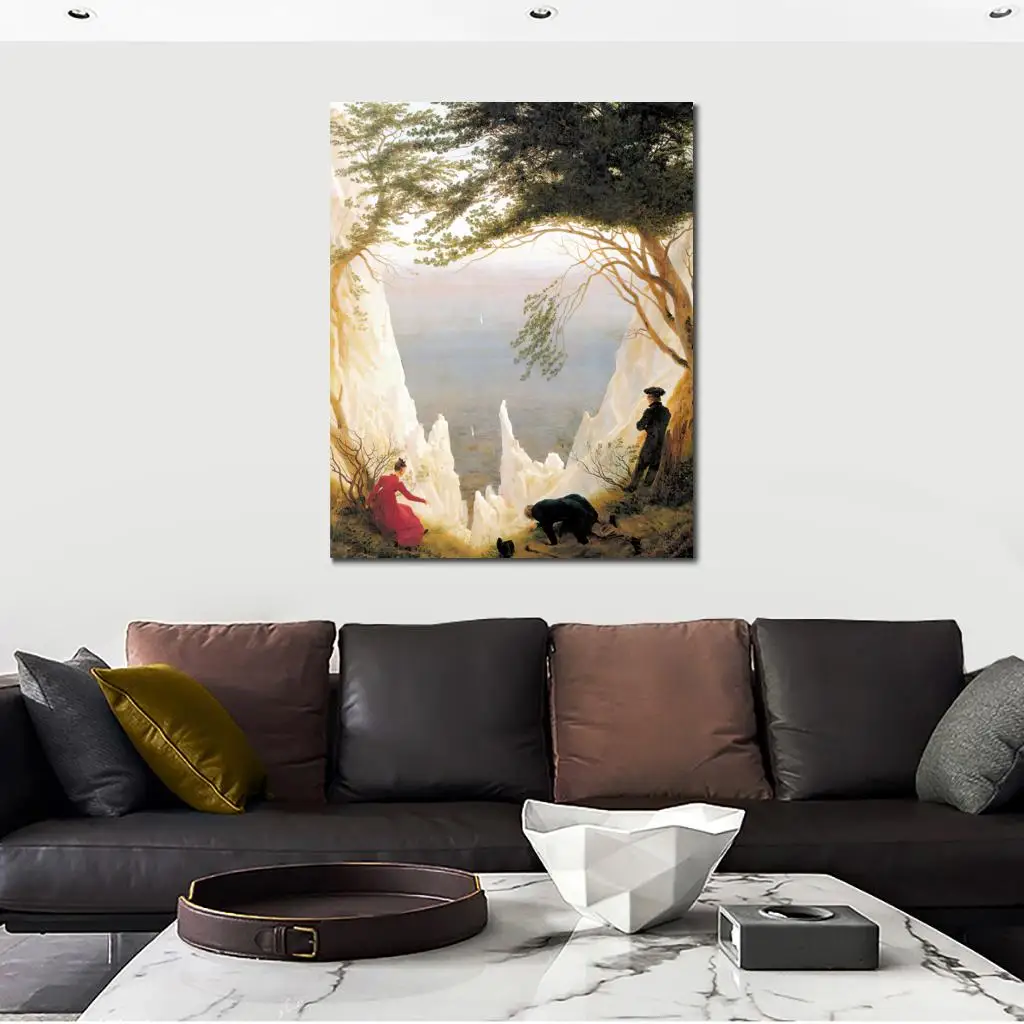 Classical Landscape Canvas Prints Chalk Cliffs Rugen Caspar David Friedrich Painting HD Poster Picture Living Room Decor Large