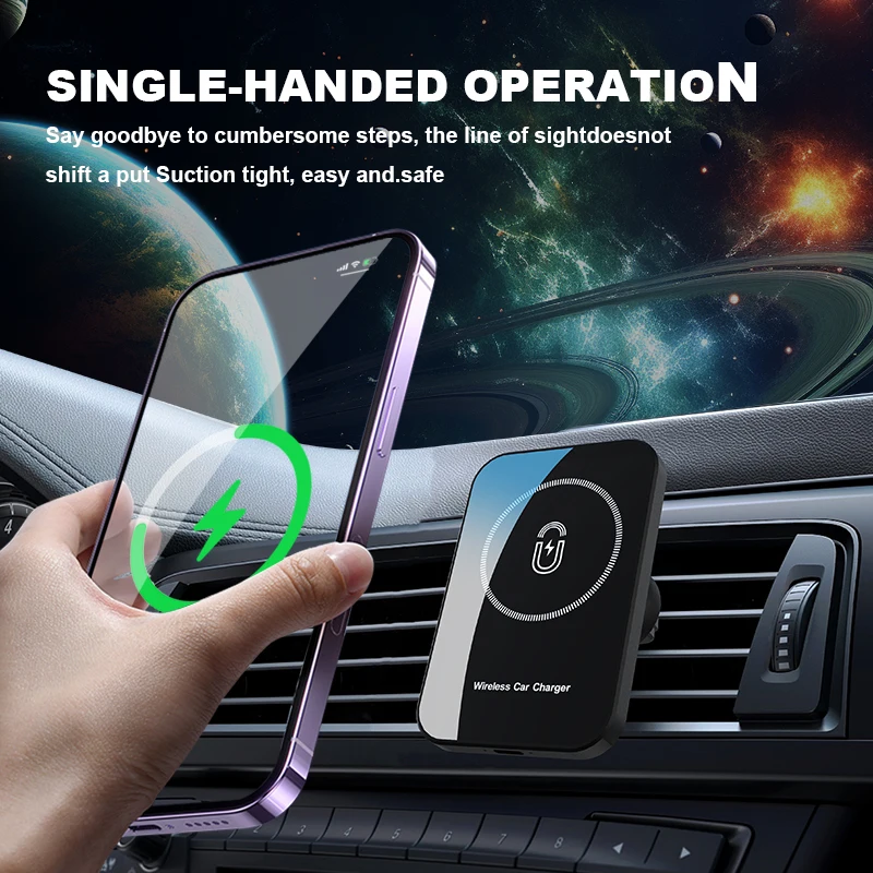 Magnetic Wireless Car Chargers Air Vent Phone Holder for iPhone 15 14 13 12 Pro Max Mini Car Charger Fast Charging Station