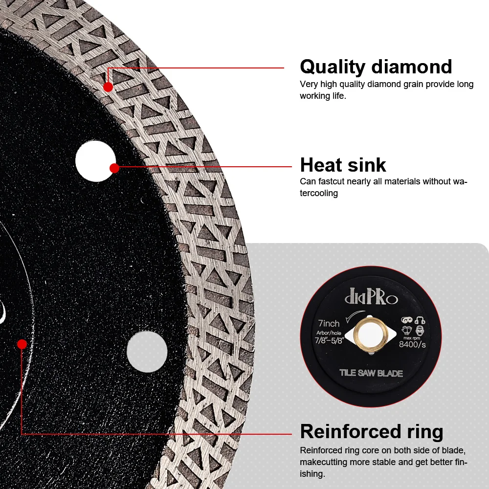 1 buah dia cakram pemotong berlian 7 inci jala ubin porselen Turbo roda pemotong batu marmer pisau gergaji bundar