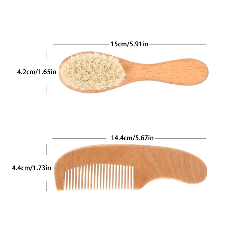 مجموعة فرشاة شعر للأطفال مكونة من قطعتين - مشط من خشب الزان + فرشاة ذات شعيرات ناعمة، مدلك لطيف لفروة الرأس لحديثي الولادة للعناية بالرابط والتطوير الحسي #6