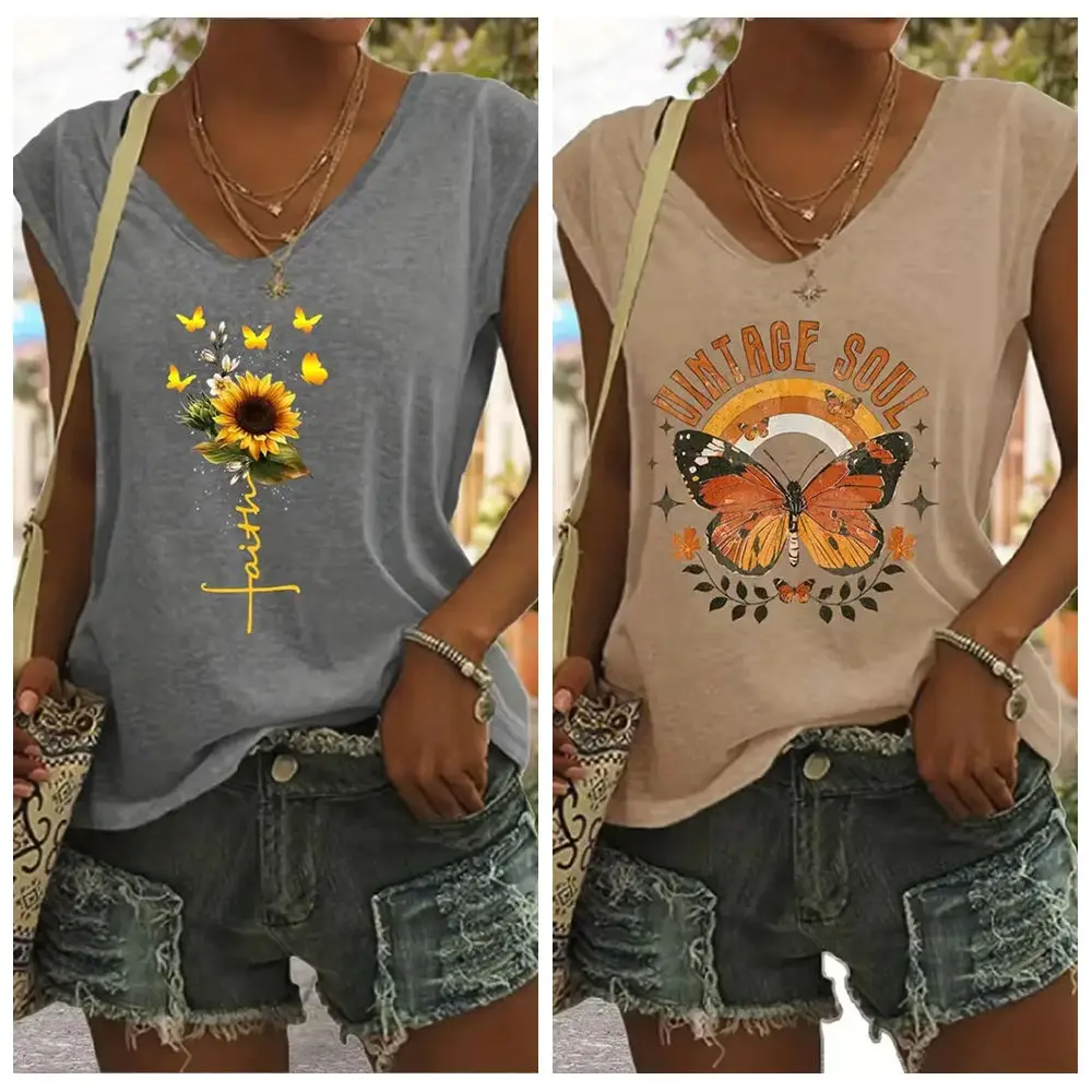 

Женская футболка Иисус Христианская футболка с 3d принтом Женская мода с v-образным вырезом и коротким рукавом Летние топы Футболки с подсолнухом и бабочкой