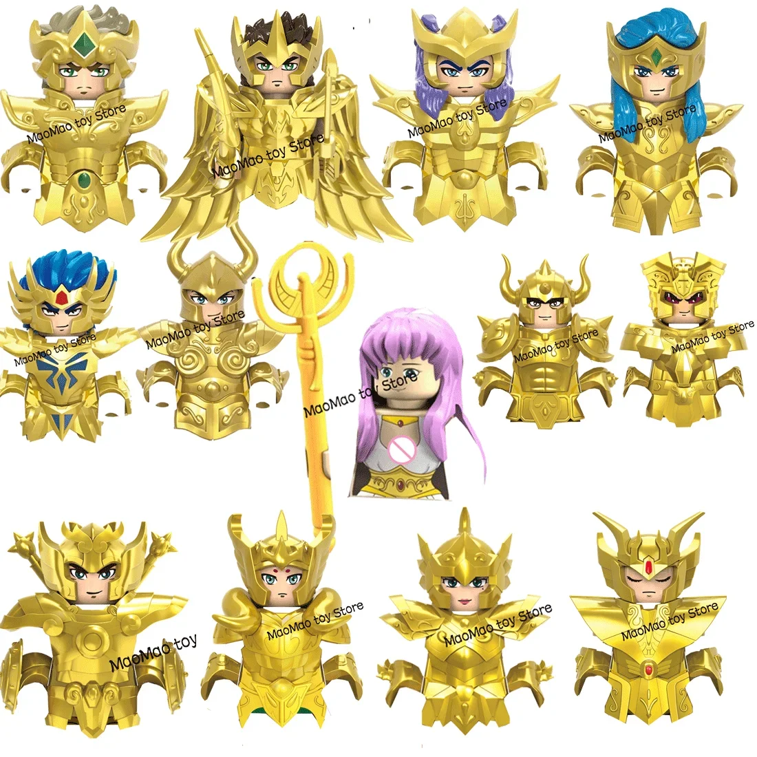 Gold Saint Shiryu Seiya Hyoga Ikki Shaka Dohko Mu Figures Minifigures Building Blocks Toys